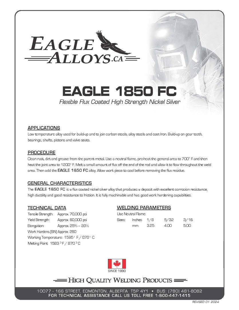 EAGLE 1850 FC PDF APPLICATION, PROCEDURE , GENERAL CHARACTERISTICS, TECHNICAL DATA, WELDING PARAMETERS