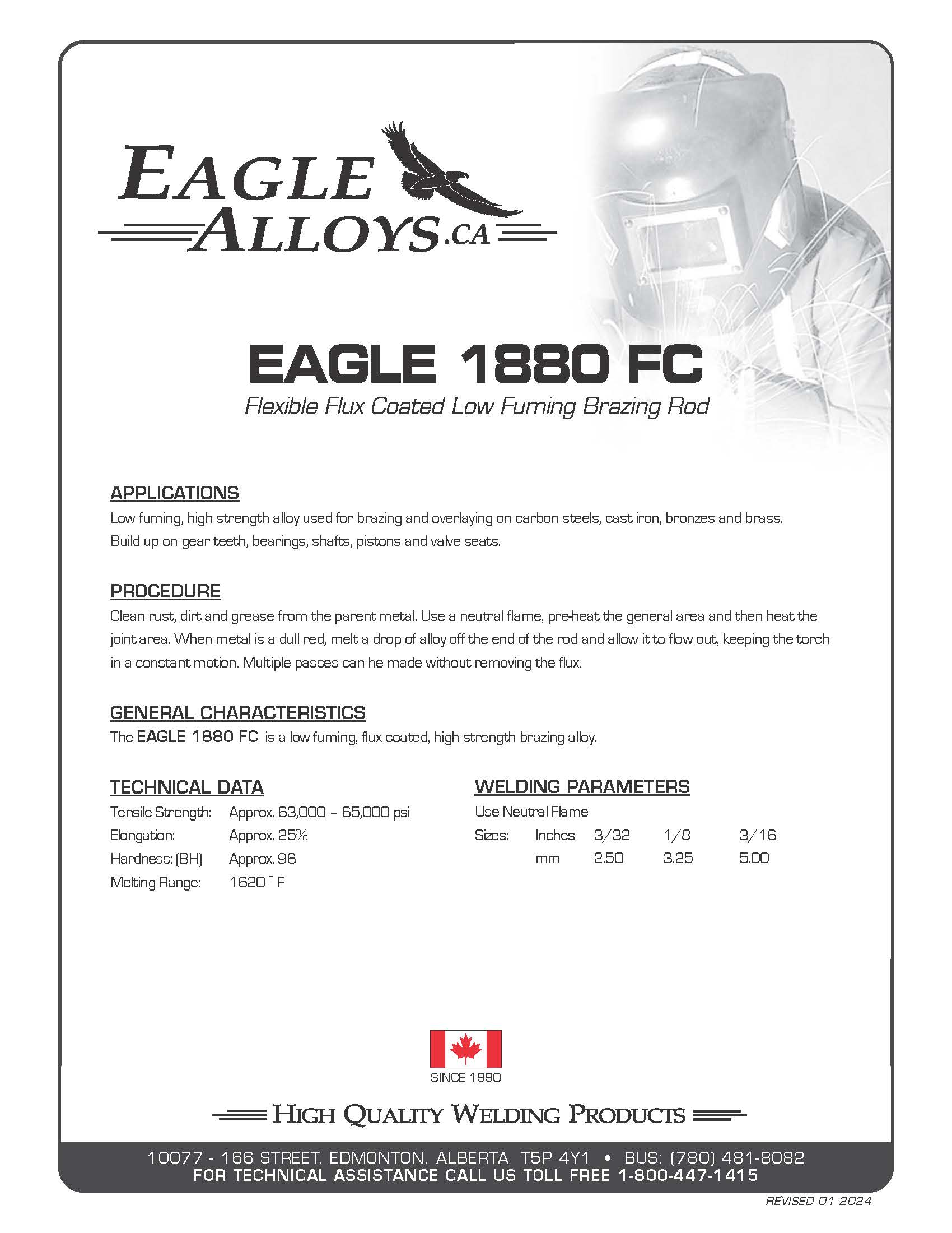 EAGLE 1880 FC PDF Applications, Procedure, General Characteristics, Technical Data, Welding Parameters