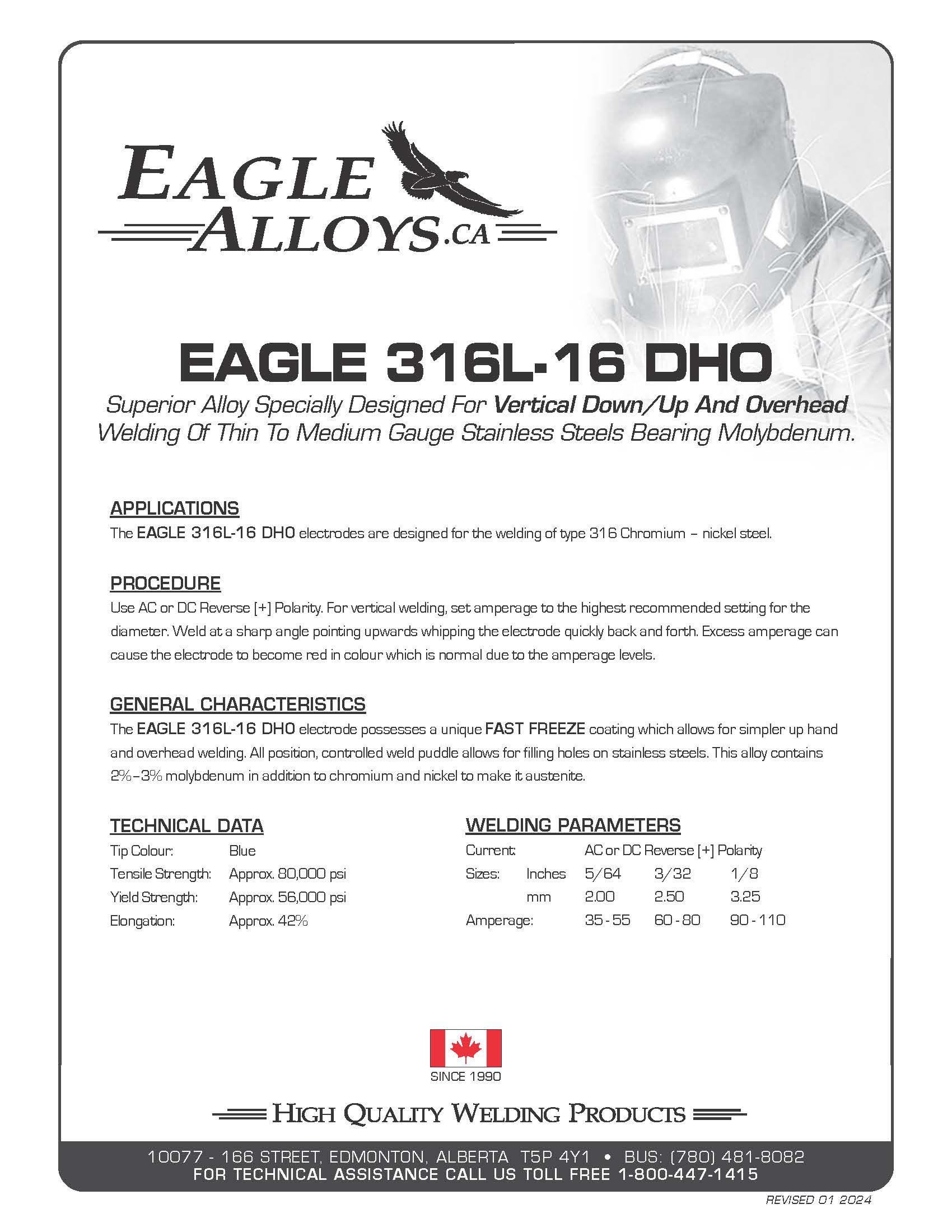 EAGLE 316L-16 DHO: Superior Alloy for Stainless Steel Welding PDF applications, procedure, welding parameters