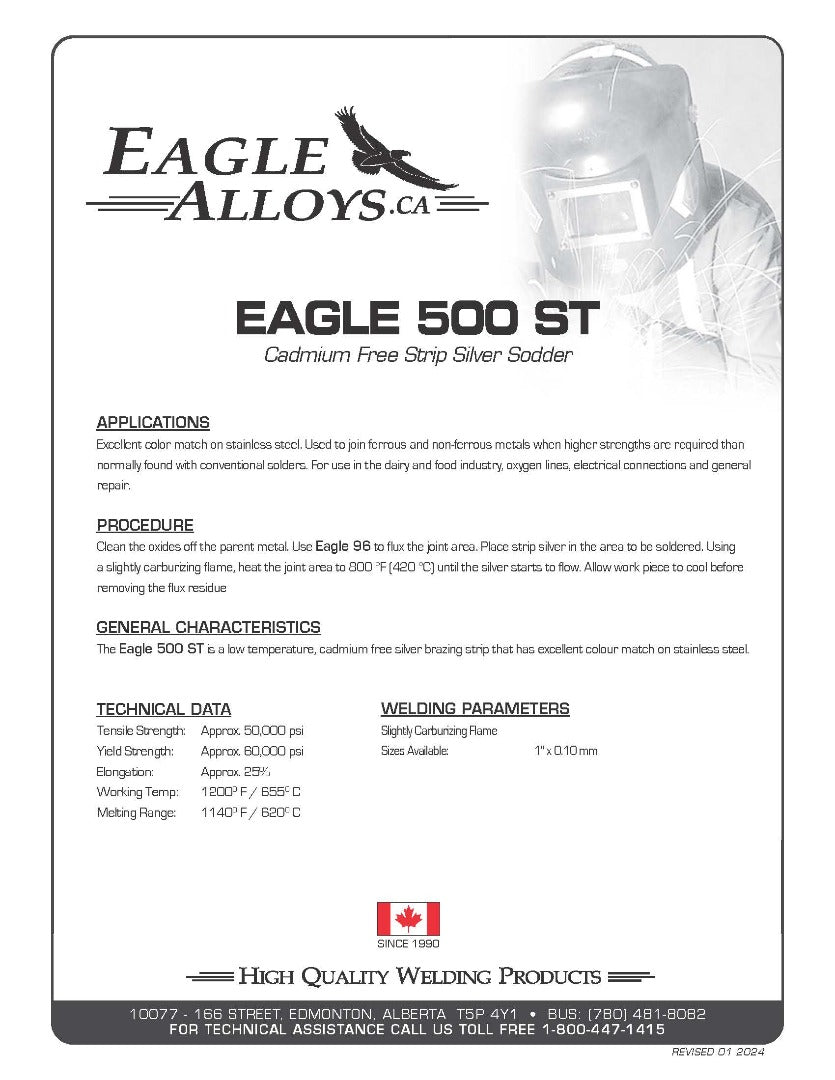 EAGLE 500 ST Cadmium Free Strip Silver Sodder PDF Spec Sheet