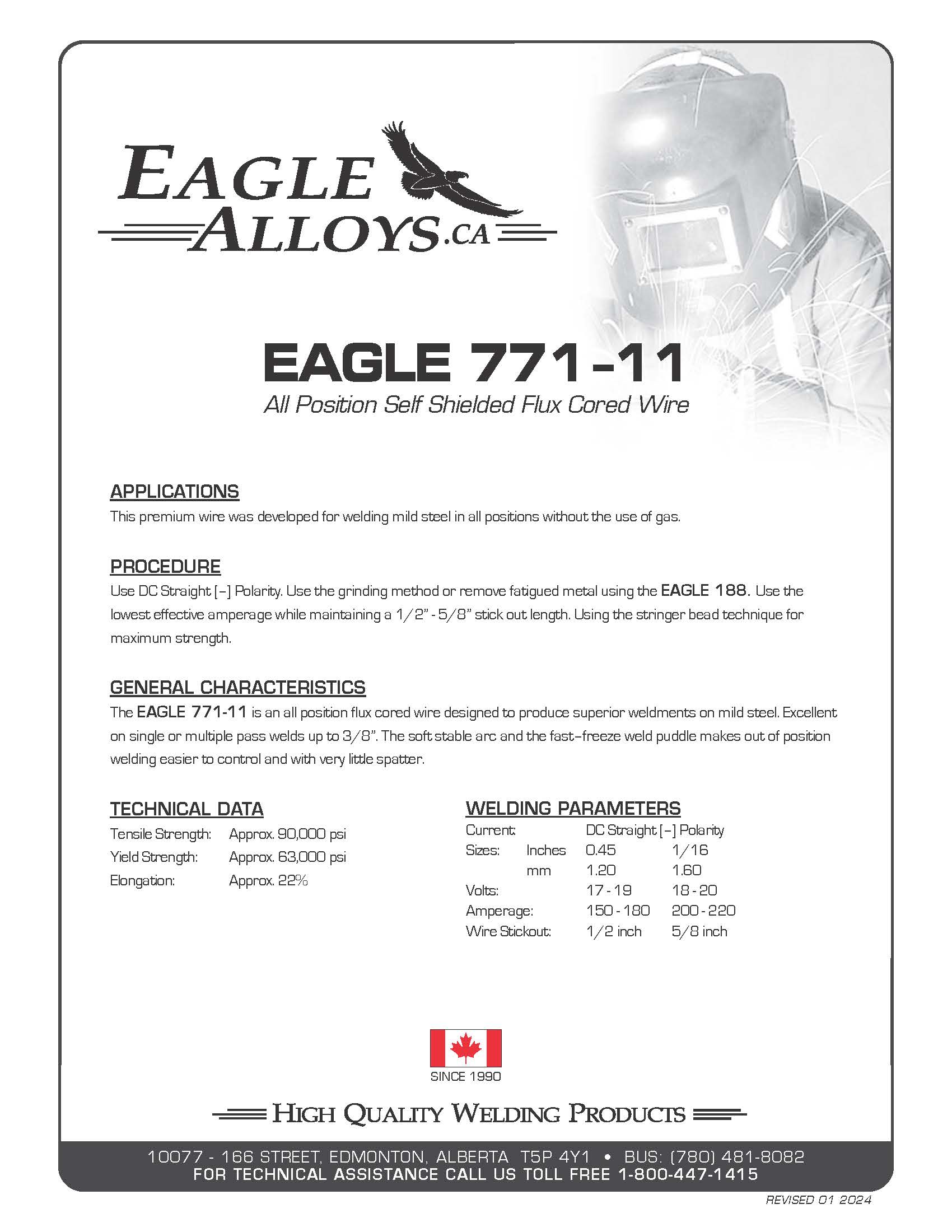 EAGLE 771-11 | All Position Self Shielded Flux Cored Wire PDF
