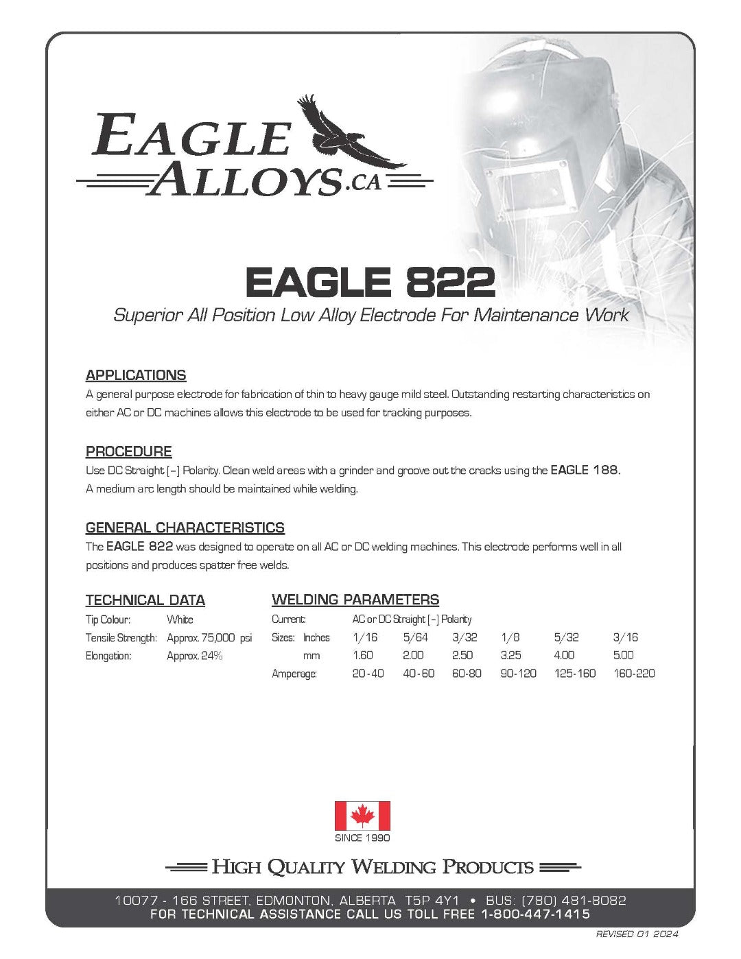 Eagle 822 Superior all position electrode for maintenance work PDF: applications, procedure, general characteristics, technical data, welding parameters