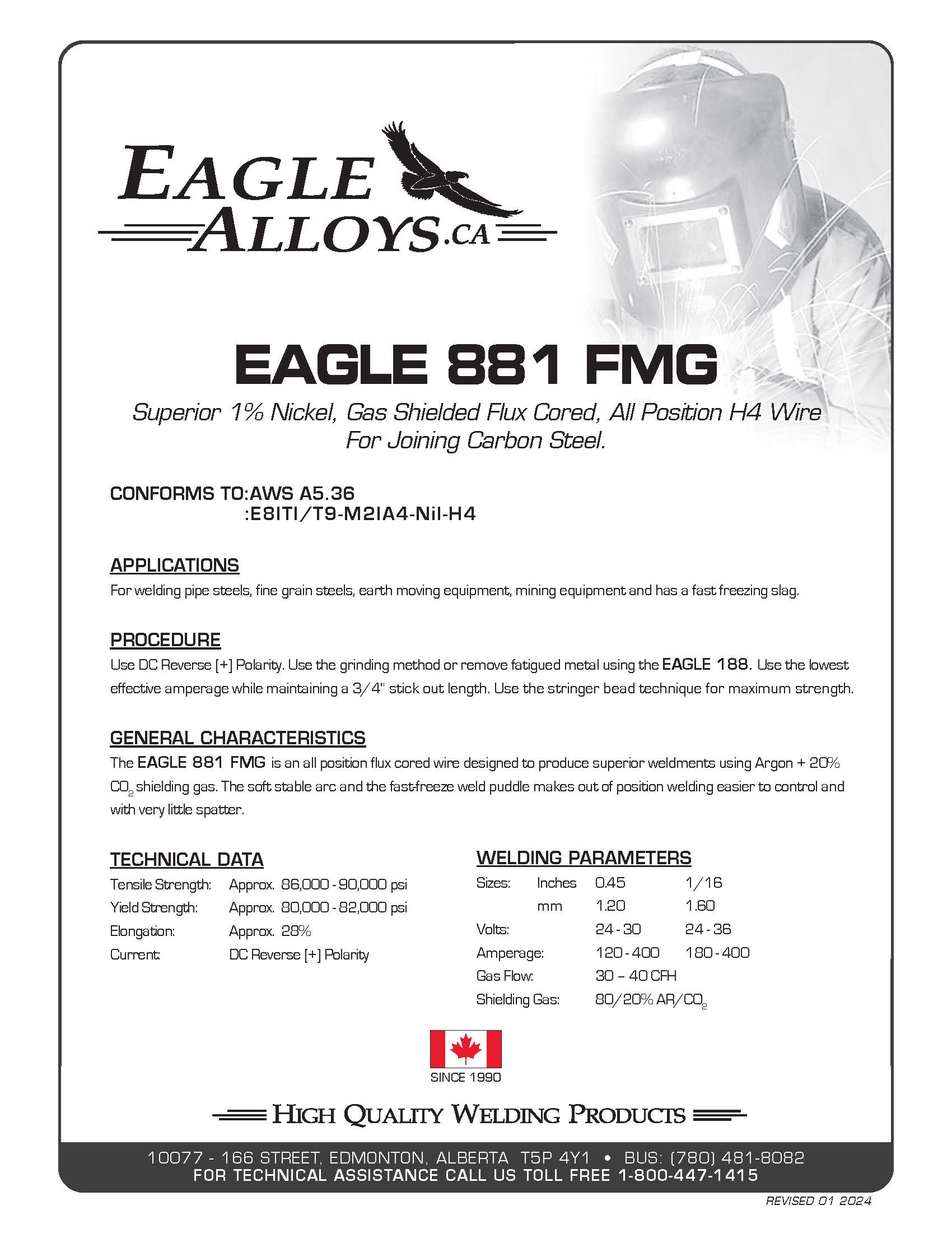 EAGLE 881 FMG | Superior Gas Shielded Flux Cored All Position Wire For Joining Carbon Steel. PDF